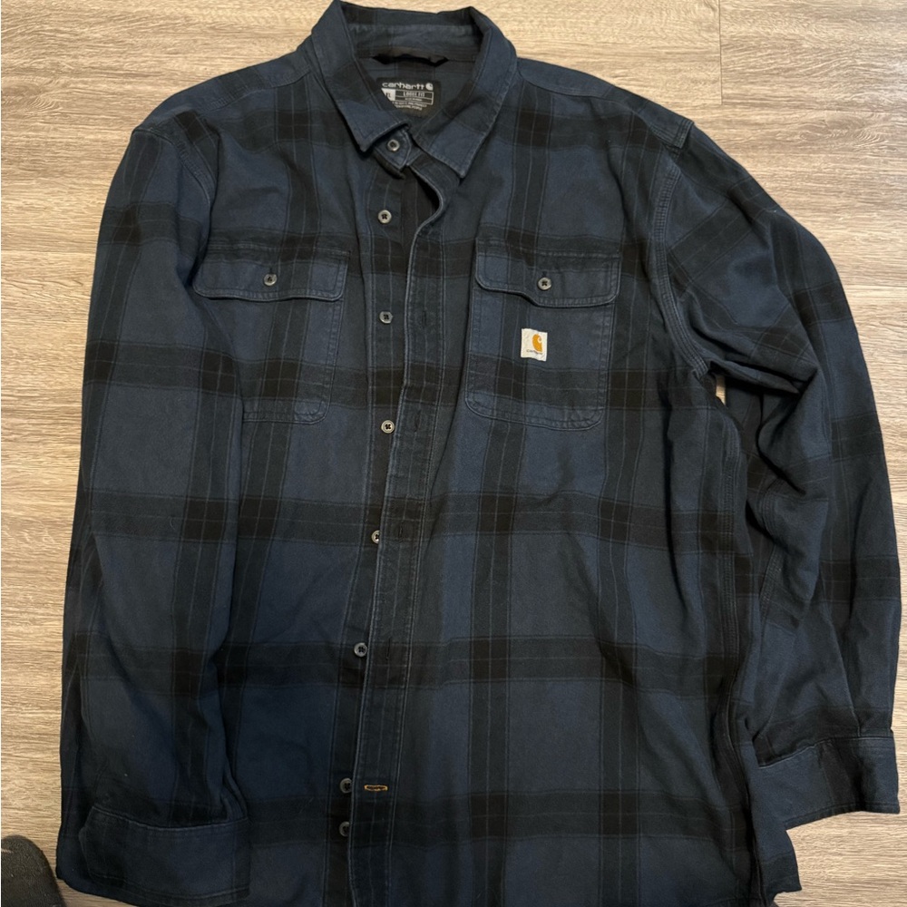 Carhartt Men's Loose Fit Plaid Button Down Long Sleeve Shirt Size XL